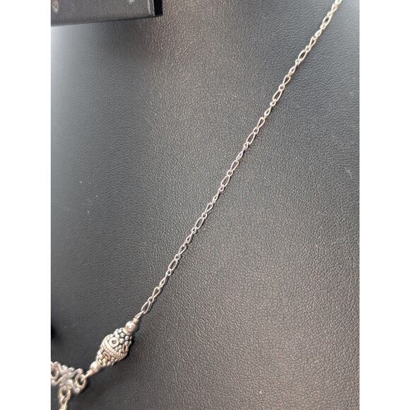 Vintage 925 Sterling Silver Beaded Chain Y Drop AB Crystal Teardrop Necklace - Picture 4 of 9